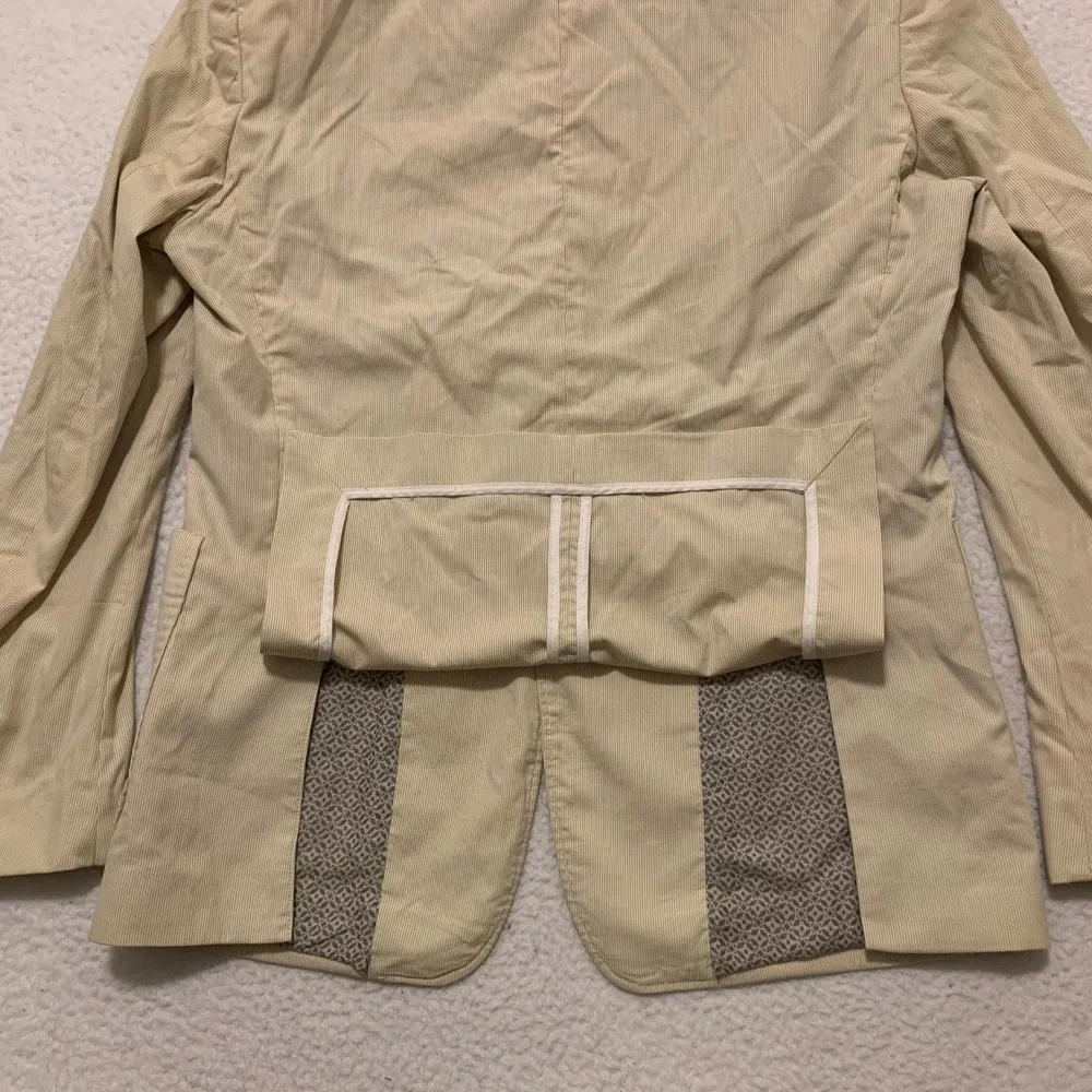Billy Reid Seersucker Blazer Mens 38R Stripe Unstructured Sport Coat Tan White